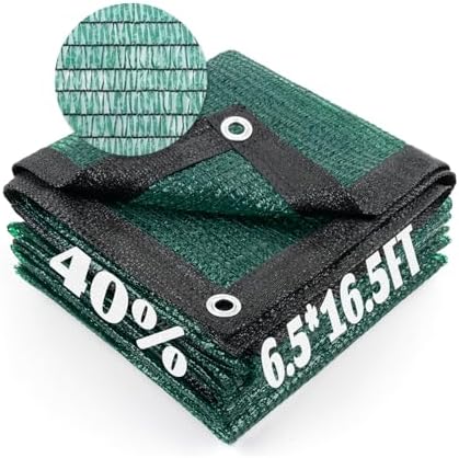 Shade Cloth with Grommets for Garden, 40% 6.5x16.5ft, Dark Green by CoolArea