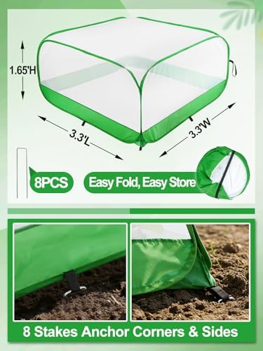 Pop Up Garden Netting for Square Raised Beds, 3.3'L x 3.3'W x 1.65'H - Image 4