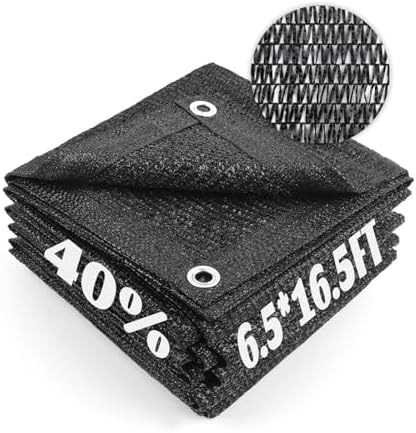 Sun Shade Cloth with Grommets for Garden, 40% 6.5x16.5ft, Black by CoolArea