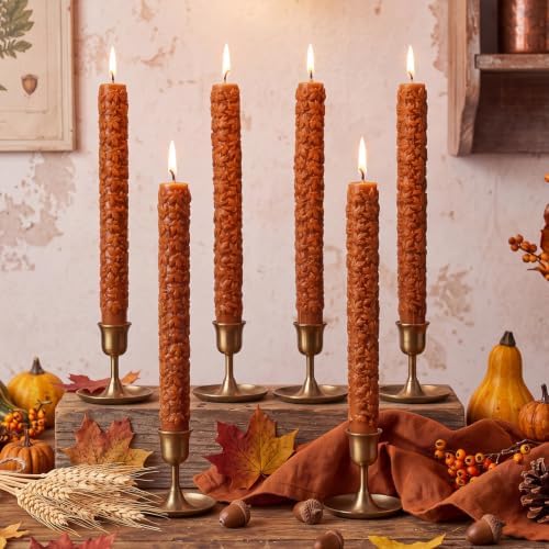 Conelist 6 Pcs Fall 3D Maple Leaf Taper Candles 8.5 Inch Autumn Colorful Decorative Scented Candles Fall Home Table Centerpiece Decorations for Thanksgiving Harvest Halloween Party Decor (1 Color) by Conelist