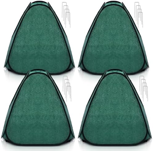 4 Pcs Plant Covers Freeze Protection, 28 x 28 x 30 in, Green by Wesnoy