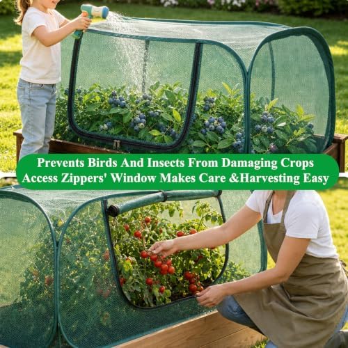 2PCS Pop Up Mesh Plant Cover 33% Sunblock Foldable for Raised Garden Beds - Image 3