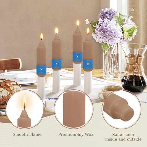 Smokeless Candlesticks Short Taper Candle,Unscented 5 Inches Brown Candle Sticks Dripless Tapered Candles for Home Décor Weddings Seasons Gifts - Image 6