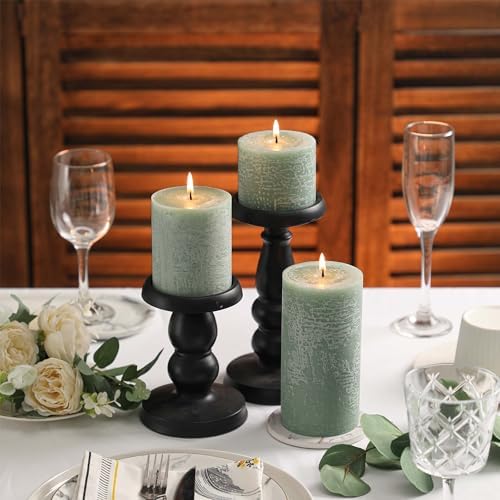 3x6 Inch Sage Green Pillar Candles Set of 3 - Unscented Spring Candles, Long Clean Burning, Large Big Candle, Smokeless Dripless Candle for Spring Home Decor, Dinner Table, Bathroom, Rustic Decor - Image 6