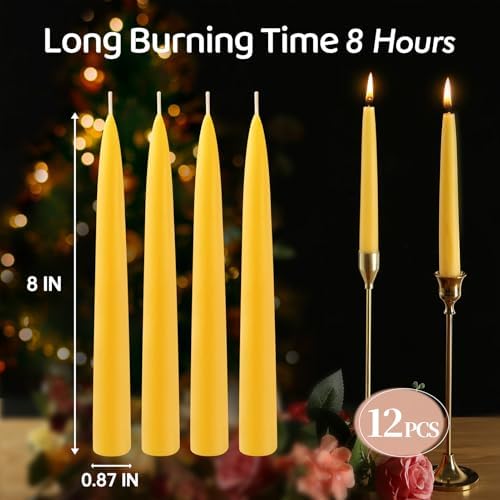 Beeswax Taper Candles,Pure Bees Wax Candle Sticks,8 Inch,12 Pack,Non-Toxic - Image 4