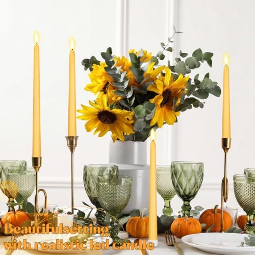 Rossesay 24 Pcs Flameless LED Taper Candles Battery Operated Candles 8.5", 9.65", 10.8", 12.8" Flameless Candlesticks Flickering for Christmas Church Wedding(Classic, Yellow) - Image 3