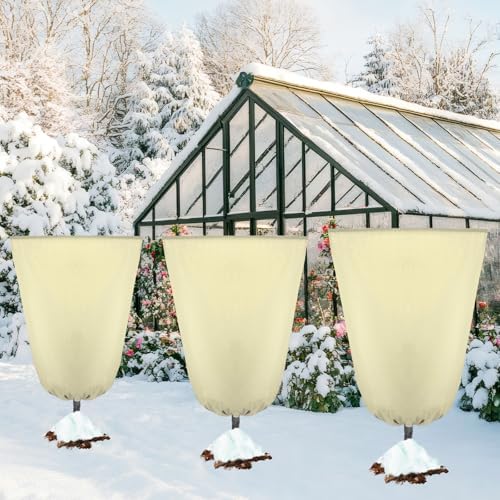 4 Pcs Plant Covers Freeze Protection 35.4" x 59", Beige - Image 3