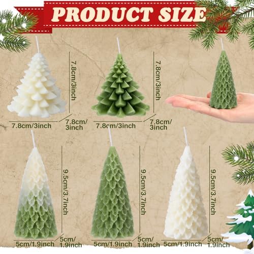 Conelist 6 Pcs Christmas Tree Candles Decorative Xmas Wax Candles Decor - Image 3