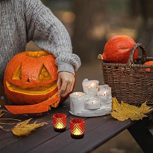 Woho 24pcs Amber Votive Candle Holders, Tea Lights Holder for Thanksgiving - Image 5