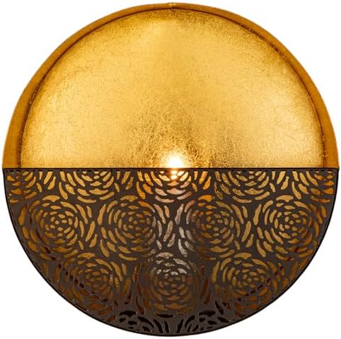 Luxury Metal Wall Candle Sconces – Large Handcrafted Wall-Mounted Tealight Candle Holders with Gold Leaf Interior – Modern & Rustic Home Décor for Living Room, Hallway – 11.8" Black Single Piece - Image 6