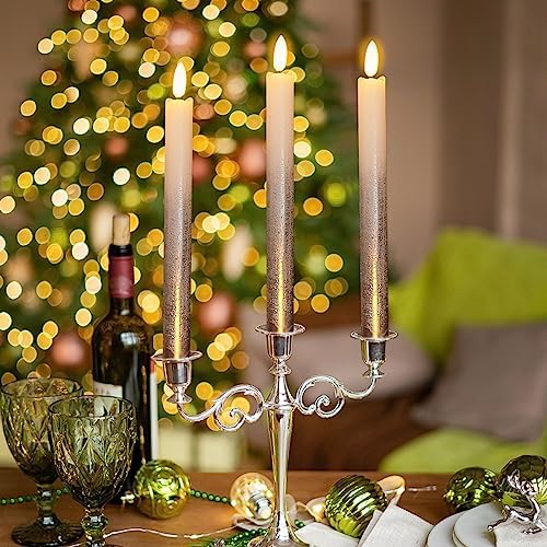 Silver Flameless Taper Candles Battery Operated with Remote Timer - Image 4