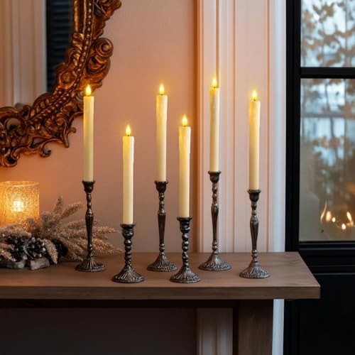 Homemory 2 PCS Flameless Taper Candles with Remote and Timer, 9.6 inch Ivory LED Candle Sticks Battery Operated, Dripless Real Wax Window Candles with 3D Flickering Flame for Fireplace Christmas - Image 3