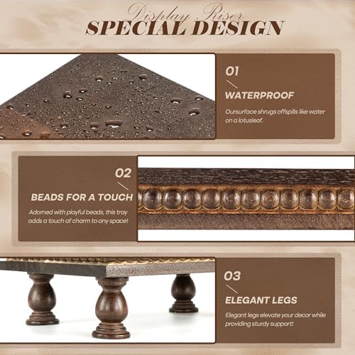 EOSAHR Acacia Wood Riser: Pedestal Stand for Home Decor, DarkBrown - Image 7