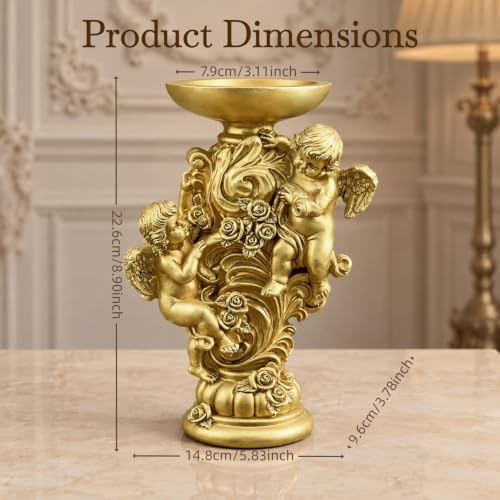 Angel Cherub Candlestick Resin European Rose Vintage Tabletop Ornament - Image 2