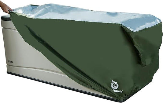 YardStash Deck Box Cover - Heavy Duty, Waterproof Covers for Outdoor Cushion Storage and Large Deck Boxes - Protects from Rain, Wind and Snow - XL - Green