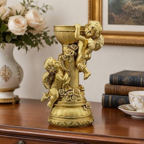 Gloss Gold Double Cherub Candle Holder Resin Angel Figurine Decor Gift - Image 5