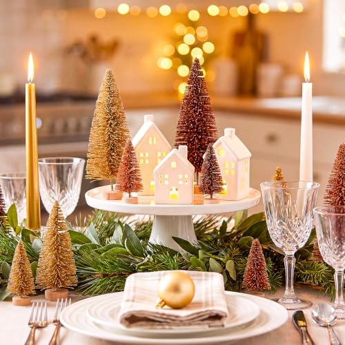 SATINIOR 60 Pcs Autumn Bottle Brush Trees Mini Christmas Sisal Trees - Image 5