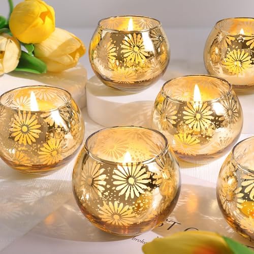 Gold Mercury Glass Votive Candle Holders Set of 12 by sunnyfuture