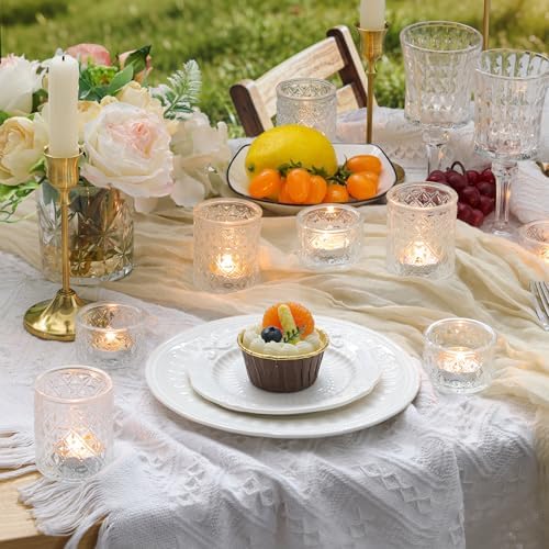 36 Pack Clear Glass Tealight Candle Holders for Wedding Centerpieces - Diamond Facet Votive Holders for Bridal Shower, Reception Tables, Event Decor - Bulk Tea Light Holders Set - Image 5