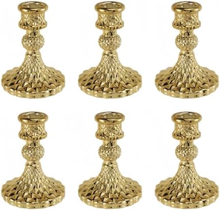 Clear Glass Candlestick Holders, Taper Candle Holders, Set of 6 by ECHFSM