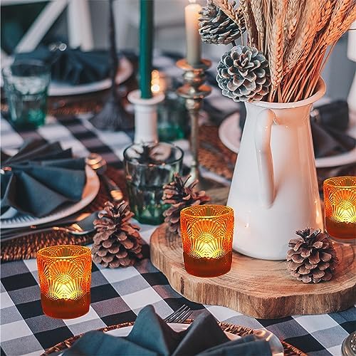 Woho 12pcs Amber Votive Candle Holders, Tealight Holder for Thanksgiving - Image 5