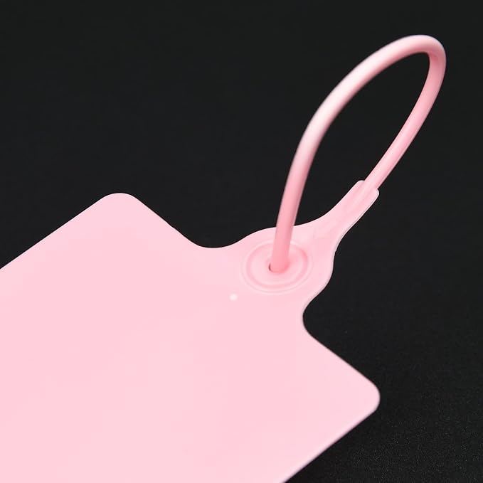 100 Plastic Shipping Tags - Waterproof, Writable, Hanging Tags with One Pink Marker Pen
