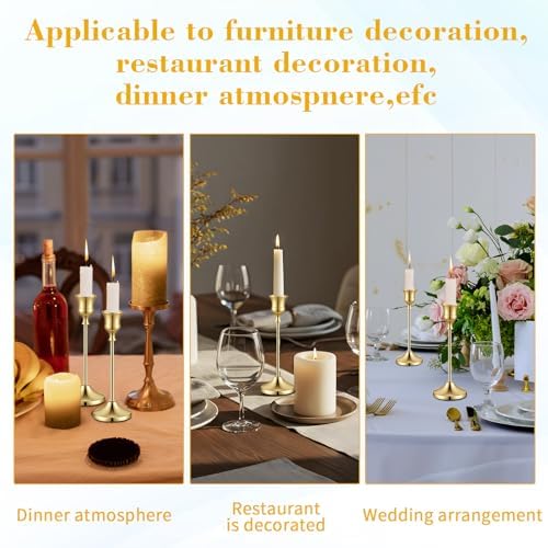 12 PCS Gold Metal Taper Candle Holders Bulk, Candlestick Holders, 7cm Diameter Taper Candle Holder Bulk for Table Centerpieces Candlesticks for Wedding Christmas Home Party Table Decor-23/19/16cm - Image 7