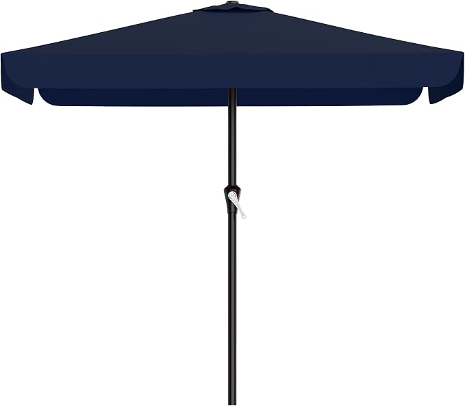 AreShark 8 X 10 FT Large Rectangular Patio Umbrella with Valance, Outdoor Table Market Umbrella w/Crank & 8 Ribs, Rectangle Outdoor Umbrellas for Garden, Deck, Yard and Poolside, Navy