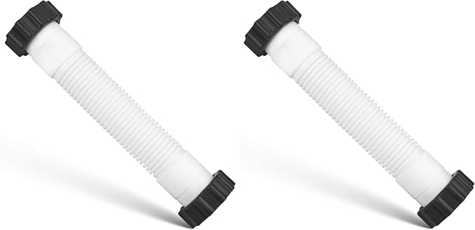 Alocs 11763 Pool Sand Filter Pump Hose Replacement for Intex Sand Filter Pumps & Saltwater Systems, 10 Inch Sand Filter Interconnecting Hose, White (Pack of 2)