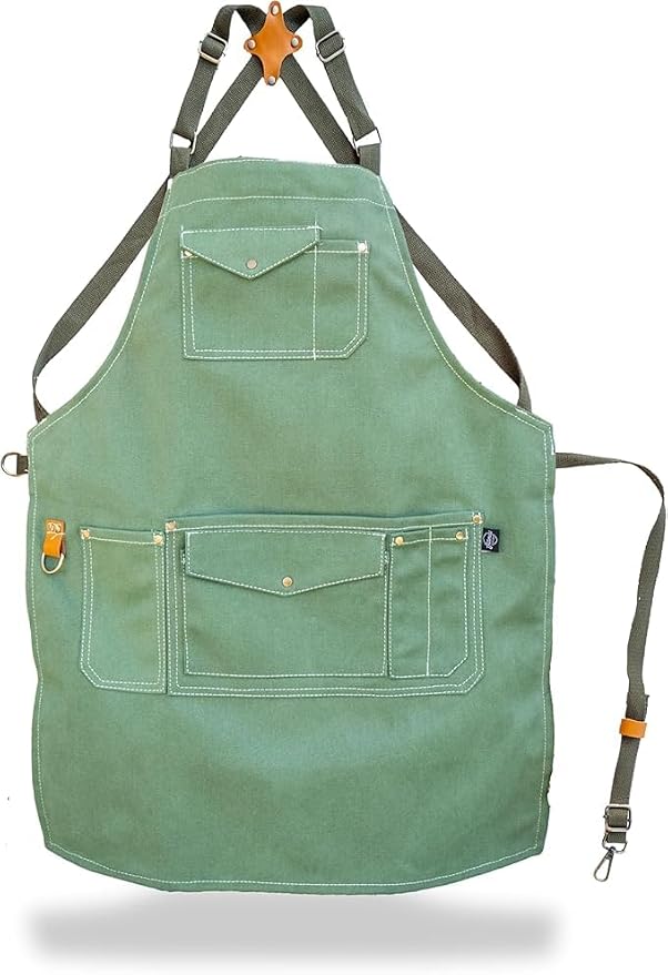 FARMER'S DEFENSE Canvas Gardening Apron with Durable Pockets - Unisex Heavy Duty Apron/Adjustable Straps - Garden, Paint