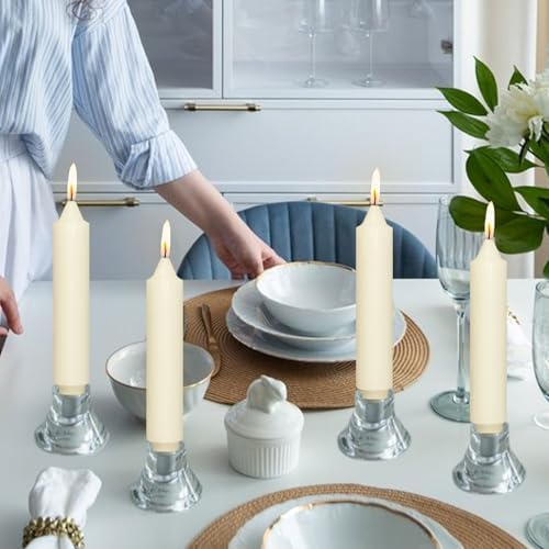 NJAO HOO Ivory Short Taper Candle 7 Inch Candlesticks Unscented Dripless Tapered Candle Set for Home Decor Wedding Party Dinner Candles, 4 Pack - Image 5