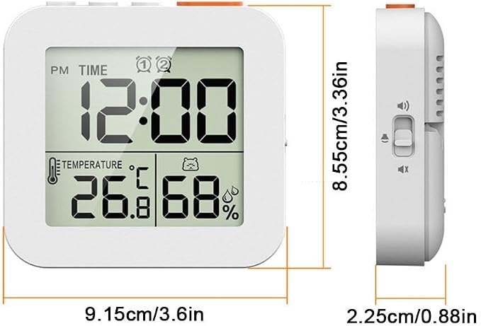 Waterproof Shower Clock, Digital Shower Timer Bathroom Clock with Alarm, LCD Screen Thermometer Hygrometer Clock Bathroom, Kitchen, Toilet