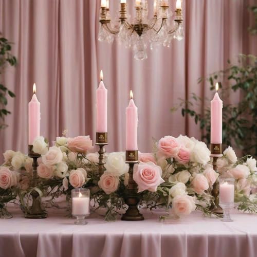 4 PCS Handmade Taper Candle Pink Small Candlesticks 7 inch Short Candlesticks for Dinner Household Wedding Party Home Décor - Image 5