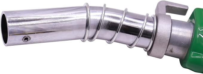 1" Inch NPT Fuel Nozzle Automatic Shut-Off Green Gas Pump Heavy Duty Nozzle with Fuel Hose Swivel & Hook 19/16 Inches Spout (OD=30mm) Three Notch Hold Open Clip Used For Diesel Petrol