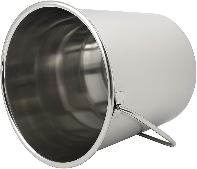 Grip Stainless Steel Bucket (5 Gallon)- Great for Pets, Cleaning, Food Prep - Hang on Fences, Cages, Kennels - Home, Garage, Workshop