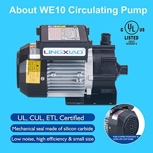 WE10 SPA Circulation Pump, Hot Tub Circulation Pump, LX Pump Motor 115V, 0.25HP, 3/4" Port Compatible with OEM E5/E10 - Model: WE10(115V)