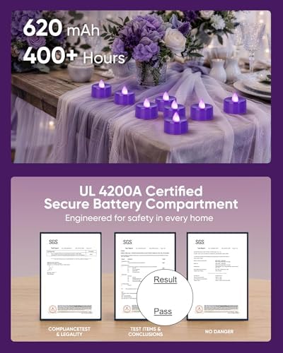 Homemory 24-Pack Purple Remote Flameless Battery Tea Light Candles 400+ Hrs - Image 4