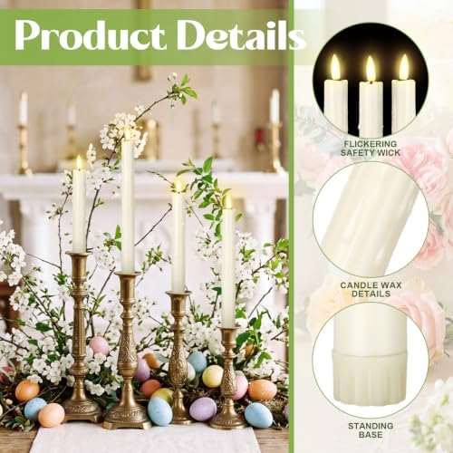 Rossesay 24 Pcs Flameless LED Taper Candles Battery Operated Candle 6.5”, 7.7”, 8.9”, 10” Flameless Candlesticks Flickering for Christmas Church Wedding Indoor Decoration(Dripping, Ivory) - Image 4