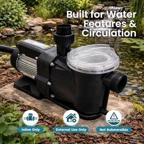 Half Off Ponds 3,200 GPH Pool and Garden Pond Pump, 1/2 HP | Energy-efficient 1/2 HP pump, 3200 GPH, quiet heavy-duty motor, thermal protection, includes oversized basket