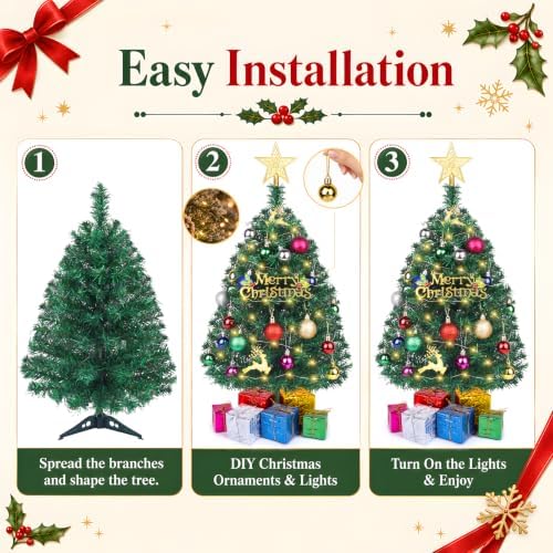Mini Christmas Tree with Lights, 2 Ft Small Tabletop Christmas Tree 2 Packs - Image 4