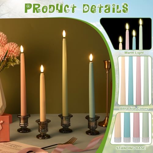 Rossesay 24 Pcs Flameless LED Taper Candles Battery Operated Candle 8.5", 9.65", 10.8", 12.8" Flameless Candlesticks Flickering for Christmas Church Wedding Indoor Decoration(Classic, Multicolored) - Image 5
