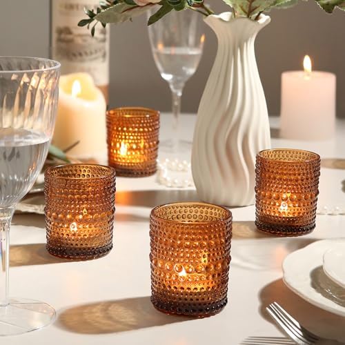 36 Pack Votive Candle Holders, Amber Vintage Candles Holders for Christmas - Image 4
