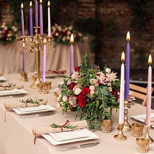Nuanchu 16 Pcs Taper Candles, 10 Inch Tapered Smokeless, Gradient Purple - Image 4