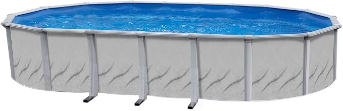Pools 'Galleria' 15 ft x 24 ft Oval Above Ground Swimming Pool | 52 Inch Resin Protected Steel Sided Walls | Bundle Includes: 25 Gauge Overlap Liner & Widemouth Skimmer