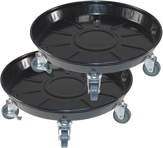 12" Heavy Duty Plant Dolly with Wheels, 200lbs Metal Rolling Plant Stand with Casters, Round Wheeled Planter Caddy Roller Base Carry Potted Tree Flower Pot for Indoor Outdoor Garden, 2 Pack, Black