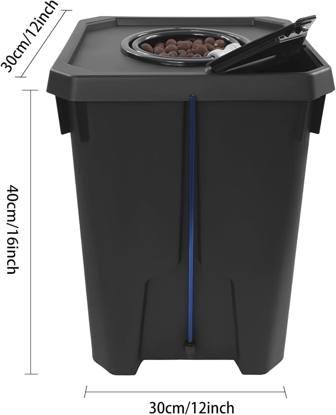 Hydroponic Growing Bucket Kit, Recirculating Hydroponics Growing System Drip Garden System with 2 Hydroponics Growing Buckets & Air Pump, Deep Water Culture Drip Irrigation Garden System