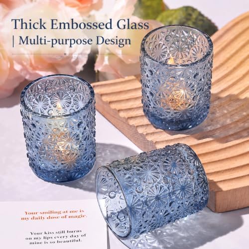 Lanttu 12 Pack Blue Votive Candle Holders 2.2"*2.6" Tealight Candle Holder - Image 6