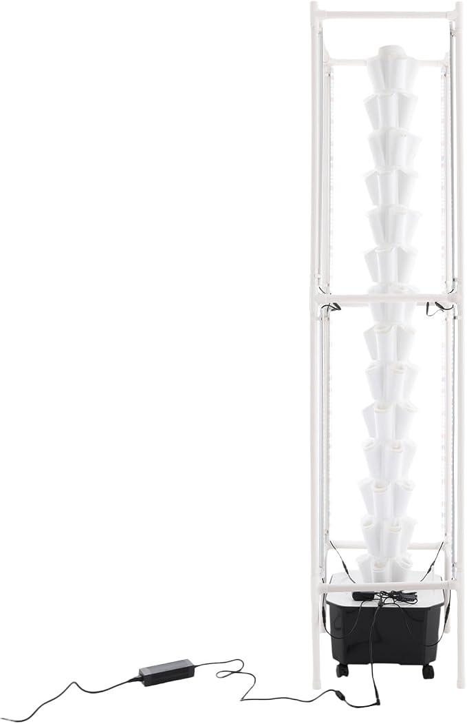 Hydroponic Grow Tower 14 Tiers 70 Holes with LED Grow Lights, 25L Indoor Vertical Hydroponic Growing System with Timer & Water Pump, Automatic Water Circulation for Vegetables, Herbs, Strawberries