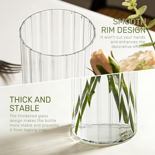 12pcs Stripe Glass Cylinder Vases for Centerpieces, 6 Inch Tall Flower Vase for Wedding Decorations, Hurricane Vases Floating Candle Holder for Table Centerpiece Wedding Home Décor - Image 6