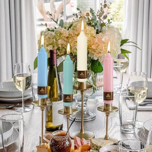 NJAO HOO Candy Colored Short Taper Candle 7 Inch Candlesticks Unscented Dripless Tapered Candle Set for Home Decor Wedding Party Dinner Candles, 4 Pack - Image 4